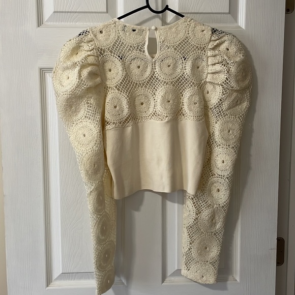 Zara Corset Sweater Top with Puffy Sleeves - Picture 6 of 7